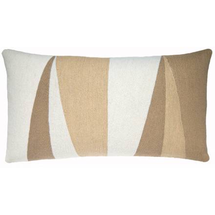 Judy Ross Textiles Hand-Embroidered Chain Stitch Blade 14x24 Throw Pillow cream/wheat/blonde